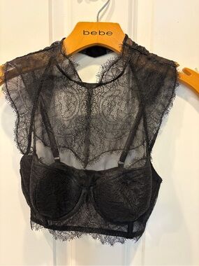 Women’s Victoria’s Secret SZ 34C Dream Angels Black Lace Sheer Corset Bralette